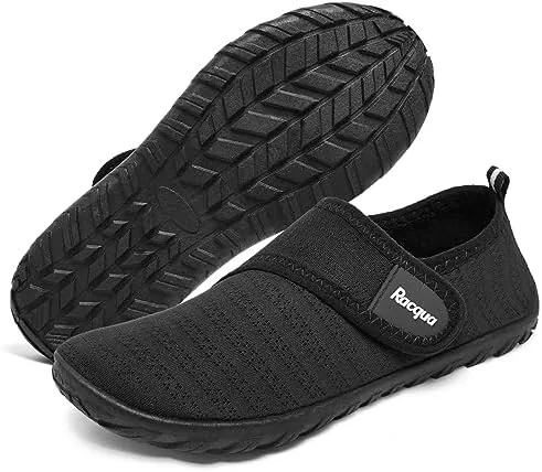 racqua kids water shoes boys girls quick dry barefoot lightweight beach sport aqua shoes swim pool walking surfing boating shoes big kid black 3