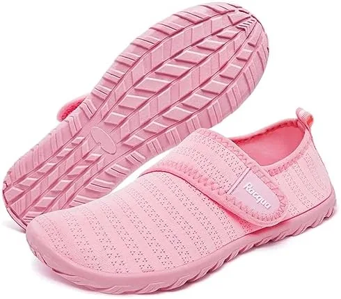 racqua kids water shoes boys girls quick dry barefoot lightweight beach sport aqua shoes swim pool walking surfing boating shoes little kid pink 13